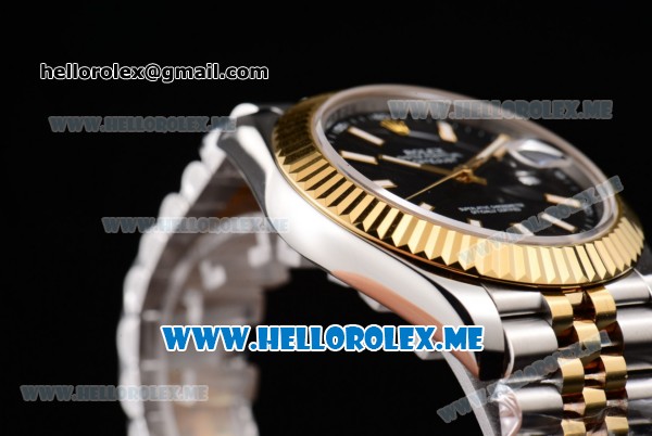 Rolex Datejust II Asia 2813 Automatic Two Tone Case/Bracelet with Black Dial and Stick Markers (B - Click Image to Close